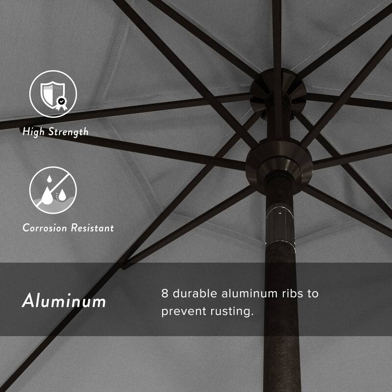 California Umbrella 9' Rd. Aluminum Patio Umbrella, Deluxe Crank Lift with Collar Tilt, Bronze Frame Finish, Pacifica Fabric