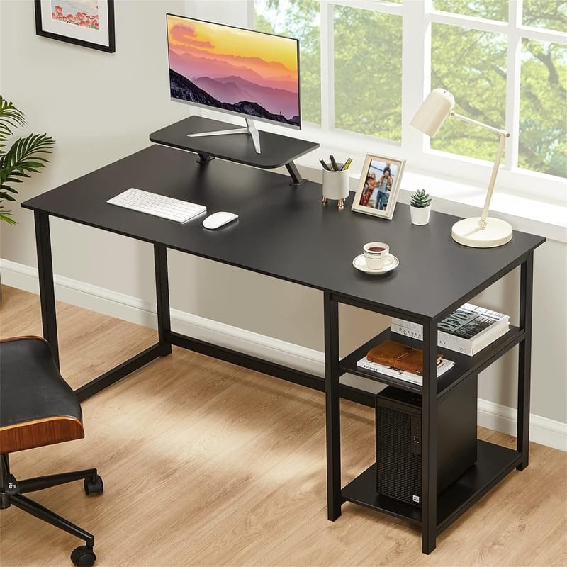Computer Home Office Desk with Monitor Stand - Black