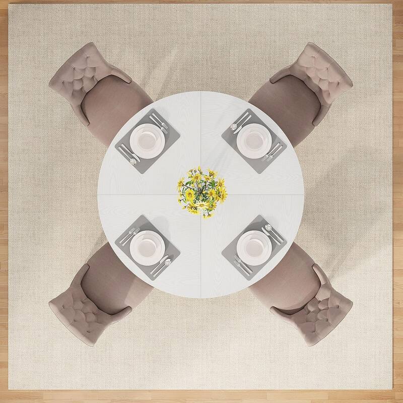 47" Round Farmhouse Dining Table -Wood Kitchen Table for 4, Cross Base Wooden Dinner Table for Dining Room, Breakfast Nook