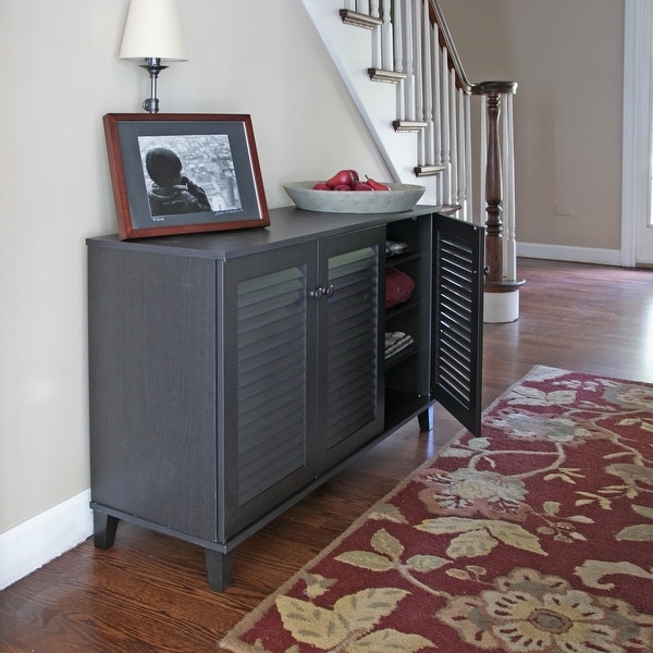 Porch & Den Espresso Wood 3-door Cabinet. Opens flyout.