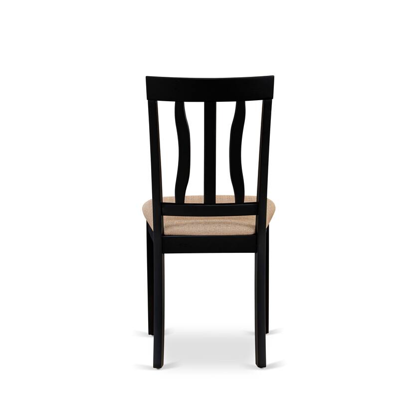 East West Furniture Dining Table Set- A Round Kitchen Table and Dining Chairs, Black & Cherry (Pieces & Seat Type Options)