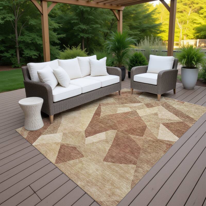 Machine Washable Indoor/ Outdoor Modern Queby Chantille Rug