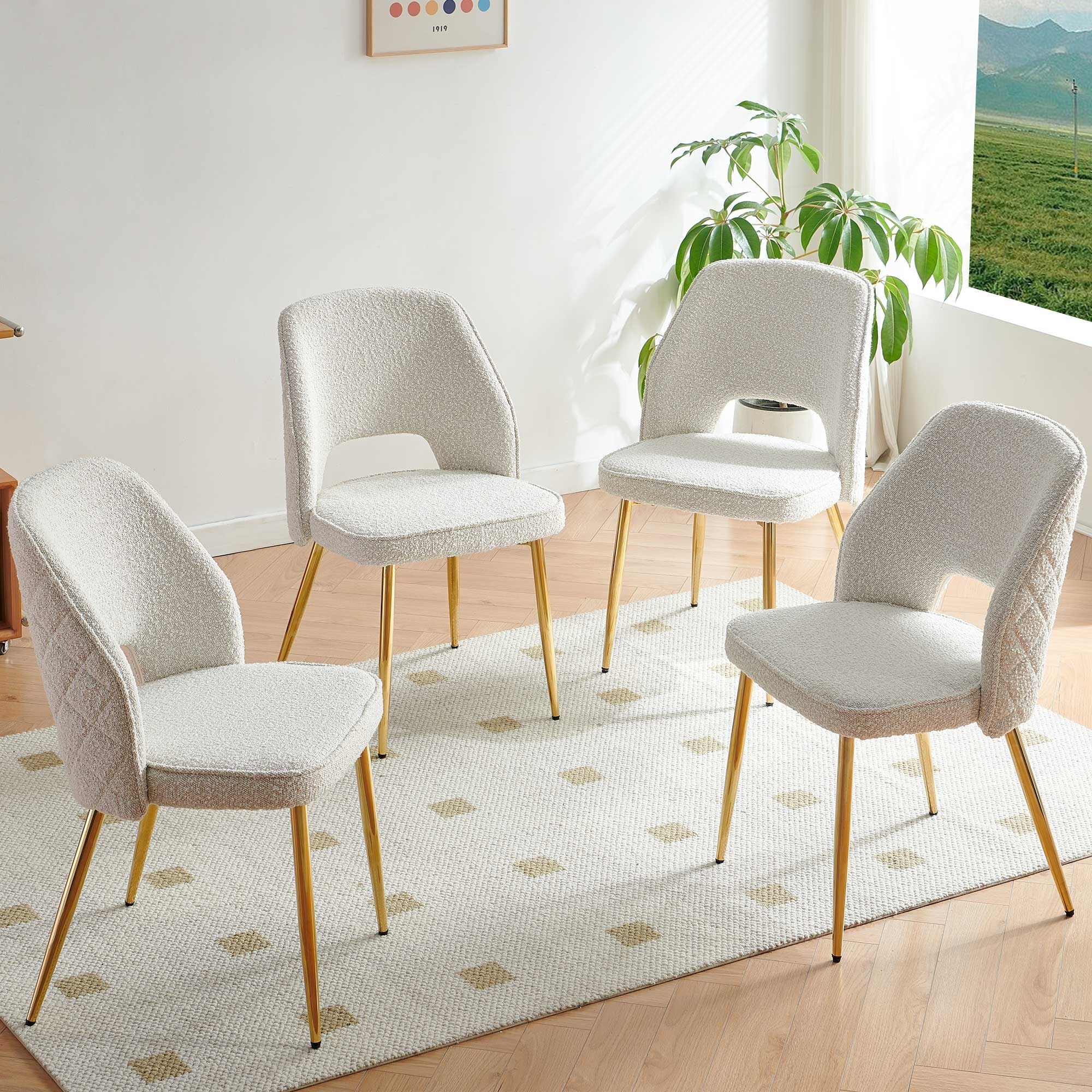 Velvet Dining Chair Set of 4, Kitchen Dining Table Chair, Accent