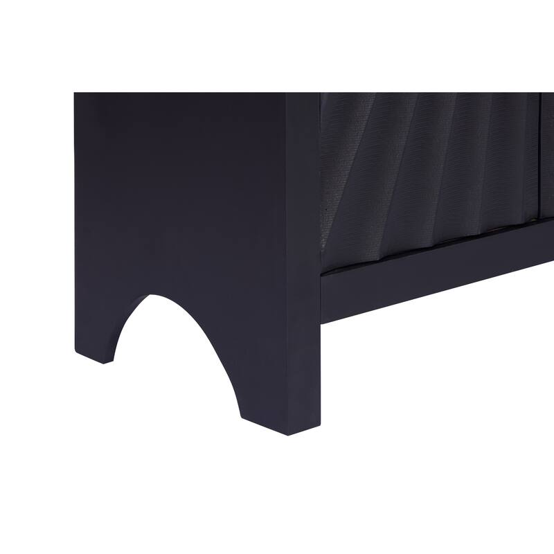 61" Mid-Century Modern Arched Bookcase With Storage Doors - 5-Tier Black Display Cabinet