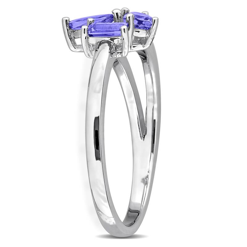Miadora Multi-Gem Three Stone Split Shank Ring Sterling Silver