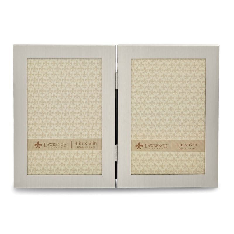Curata Satin Aluminum Portrait Hinged 4 X 6 Double Photo Frame