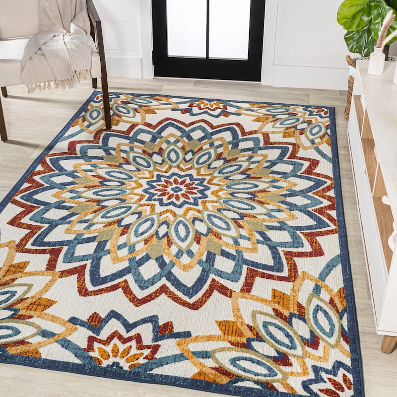 JONATHAN Y Cetara Abstract Bold Mandala High-Low Indoor/Outdoor Area Rug - 4 X 6