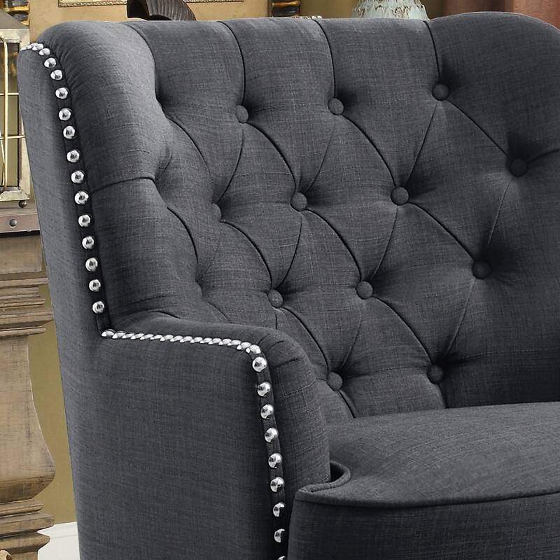 Moser Bay Mignon Velvet / Linen 30'' Wide Tufted Wingback Accent Chair