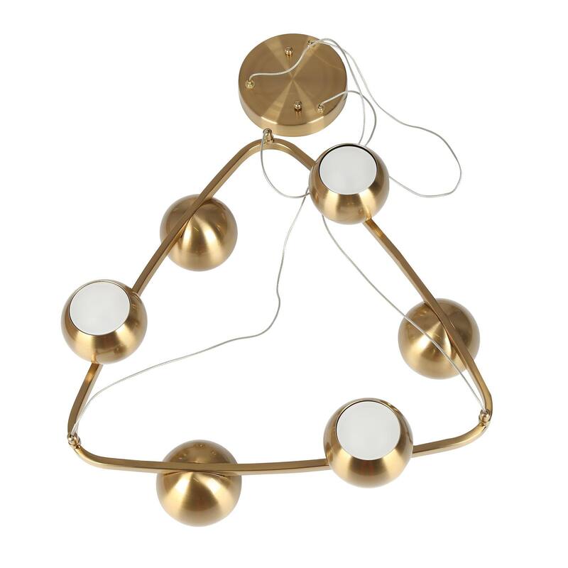 Modern Glam 6-Light Gold Brass LED Chandelier Metal Pendant Light with Dome Shades