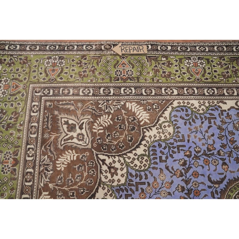 Hand Knotted Oriental 100% Wool Carpet Traditional Floral Purples Tabriz Area Rug - 11' 4'' X 8' 1''