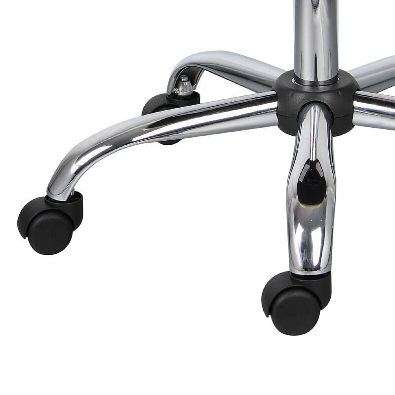 Fea Medical Swivel Stool, Round Beige Padded Seat, Rolling Chrome Base