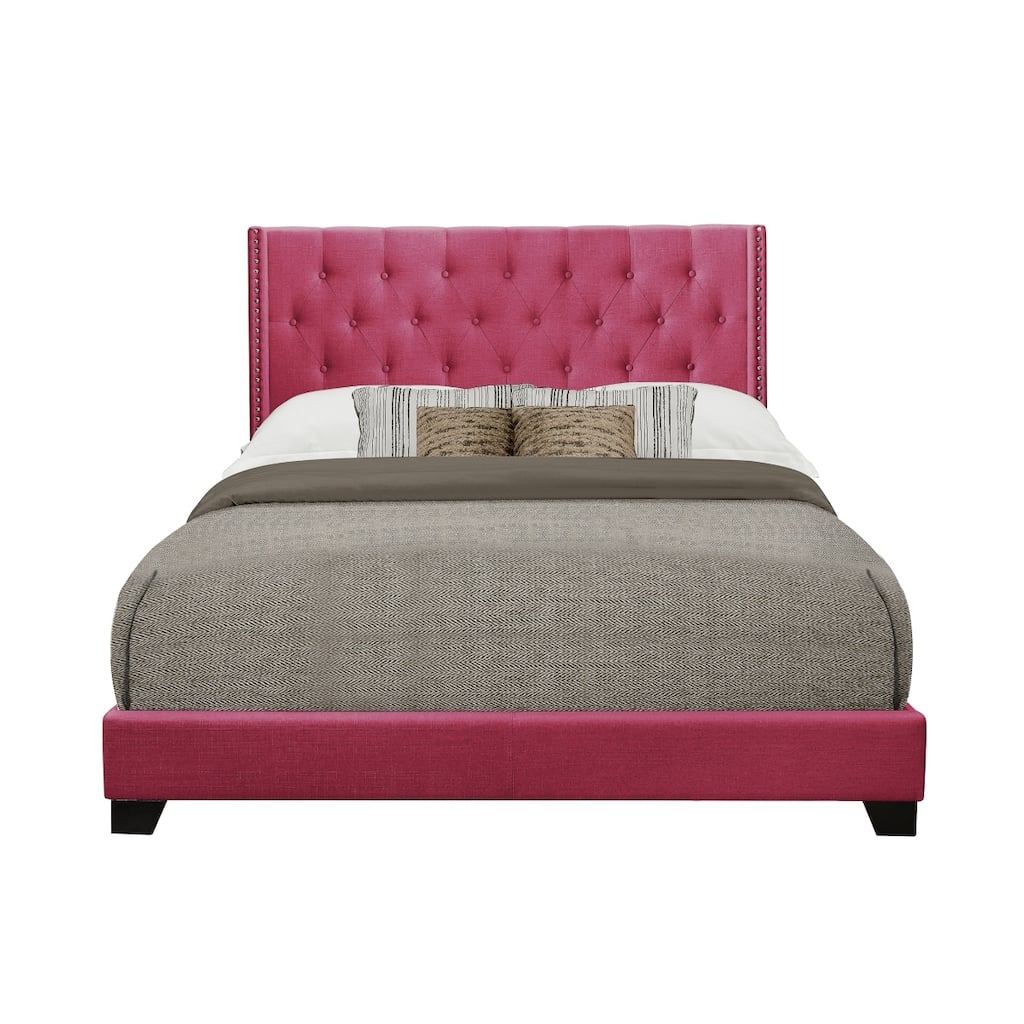 Morgan Pink Fabric Upholstered Tufted Bed