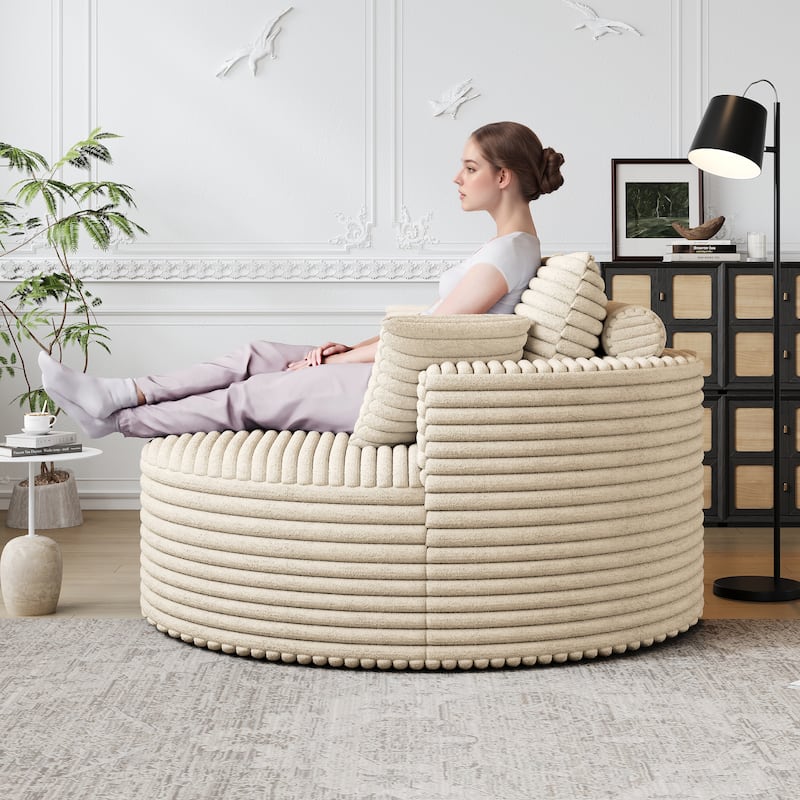 50"L Corduroy Sponge Single Sofa,No Assembly Required,Fluffy Modern Sleeper Chair (Not A Swivel Chair)