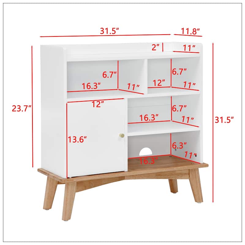 Colorblocking Storage Cabinet with Solid Wood Base