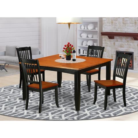 Dining Set - Square 36/54 Inch Table with 18" Leaf and Vertical Slatted Chairs - Black and Cherry Finish (Pieces Options)