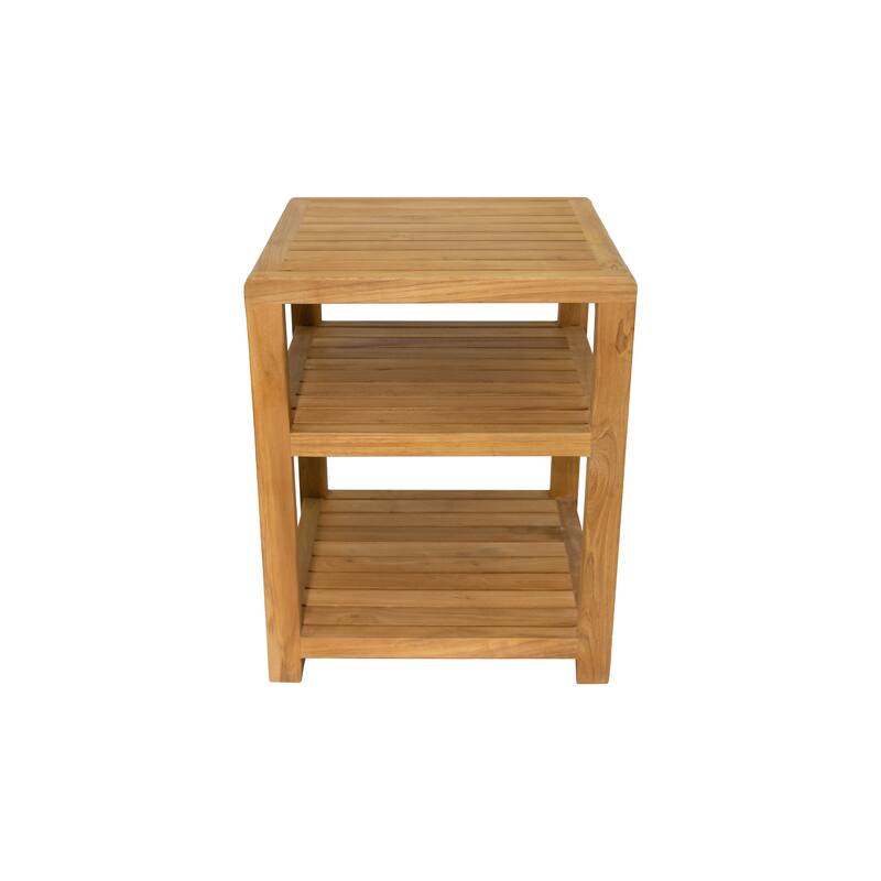 Nordic Style Natural Teak Spa/Bathroom Under Sink Storage Bench 14in - Beige - N/A