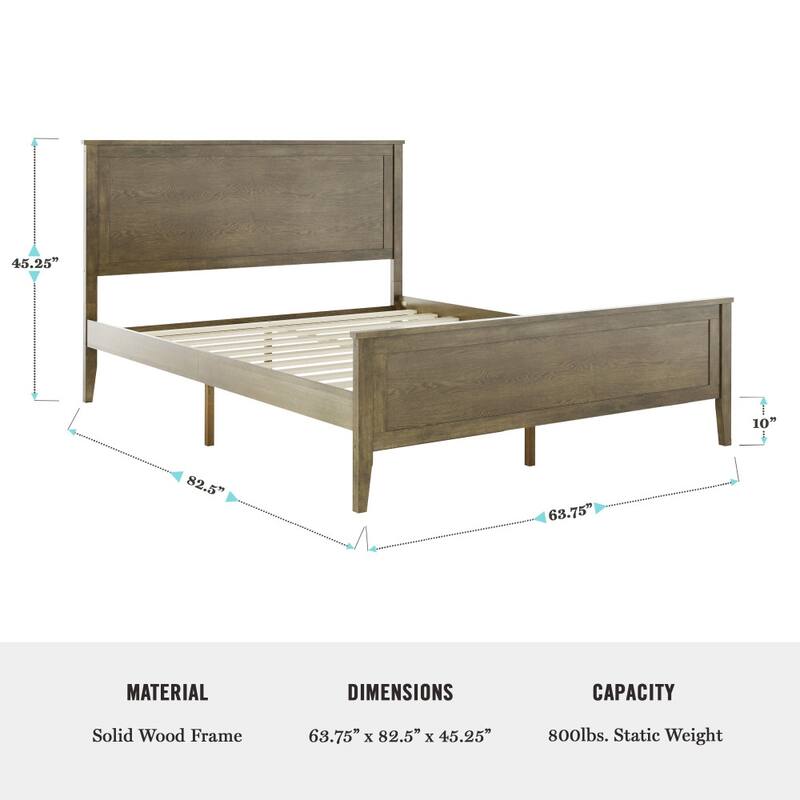 Martha Stewart Wooden Platform Bed with Headboard and Footboard