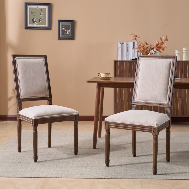 Christopher Knight Home - French Country Dining Chairs Set with Upholstered Backrest & Upholstered Seats with Fluted Legs