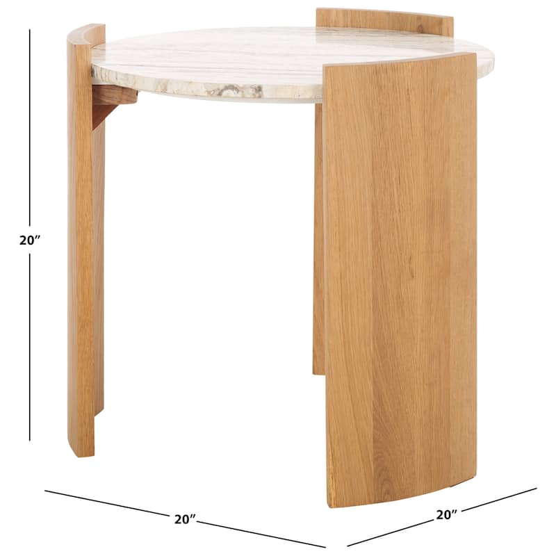 SAFAVIEH Couture Damarcus Travertine Accent Table - 20"W x 20"D x 20"H
