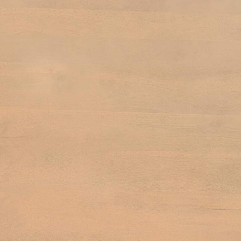 Bela Coffee Table 47 Inch Round Top Handcrafted Beige Mango Wood Pedestal Base