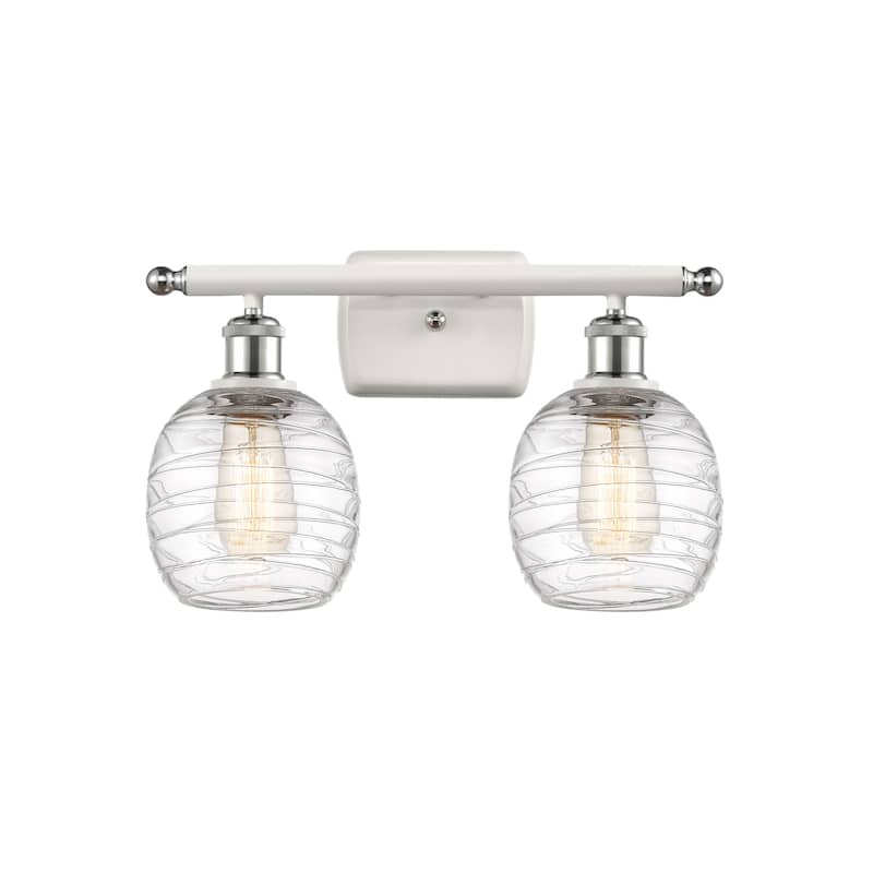 Innovations Lighting 516-2W-11-16 Belfast Vanity Belfast 2 Light 16" - White and Polished Chrome / Deco Swirl