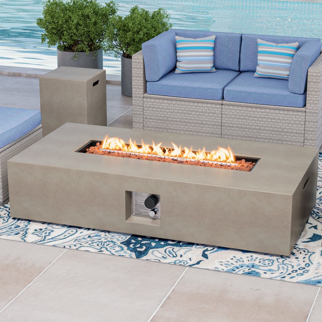 COSIEST Rectangle Bronze Fire Pit Table With Tank Cover Table