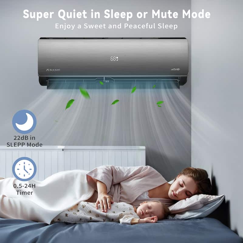 Sliver Split Air Conditioner 18000BTU ,Ductless Inverter Heat Pump, 208-230V 17SEER2,Min Split AC/Heating System, Energy Saving