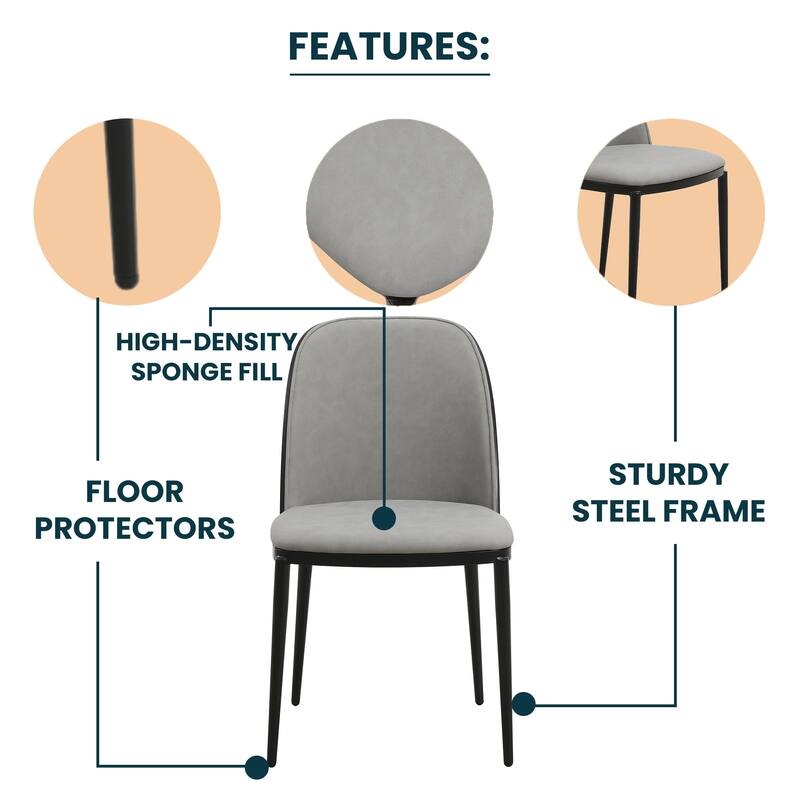 Dining Chair with Upholstered Seat Side Chair with MDF Wood Frame in Steel Set of 4
