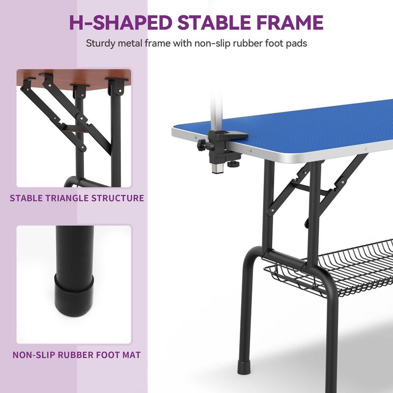 42" Foldable Dog Grooming Table Blue