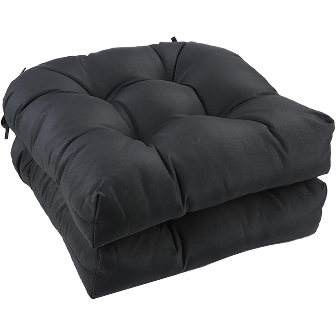 Premium Outdoor Chair Cushions Set of 2 - Thick Non-Slip Tied Cushions for Patio, Indoor & Office Chairs (19x19 Inch, Black)