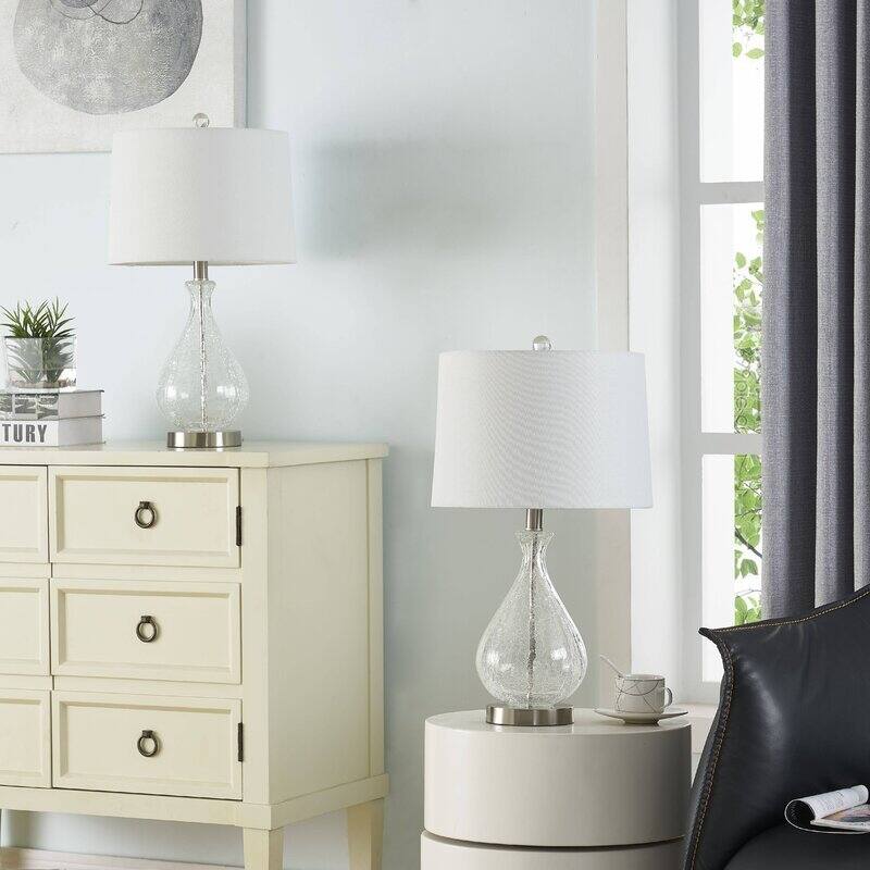 22.75'' Clear Glass Table Lamp Set (Set of 2)