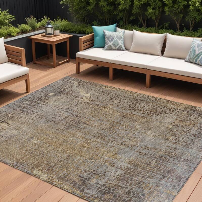 HomeRoots Abstract Transitional Rectangle Outdoor Rug - 9' X 12'