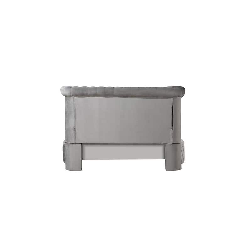 Velvet Queen Bed - Soft Gray Upholstered Platform Bed Frame for Bedroom Decor