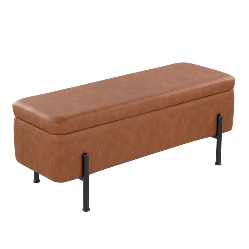Silver Orchid Galotti Storage Bench with Flip-Top Lid