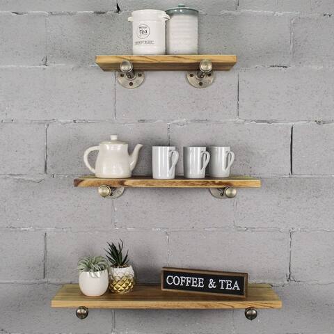 Furniture Pipeline Louisville 3-piece Wide Tiered Wall Shelf Set - 18", 24", and 30" Wide