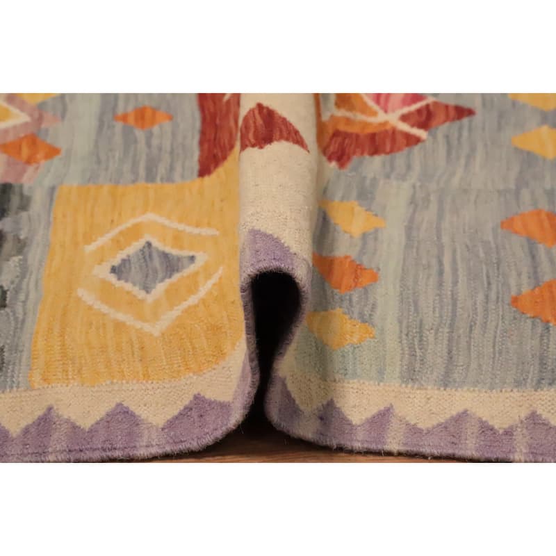Hand Woven Oriental 100% Wool Carpet Southwestern Tribal Multi-Colored Kilim Area Rug - 4' 11'' X 3' 1''