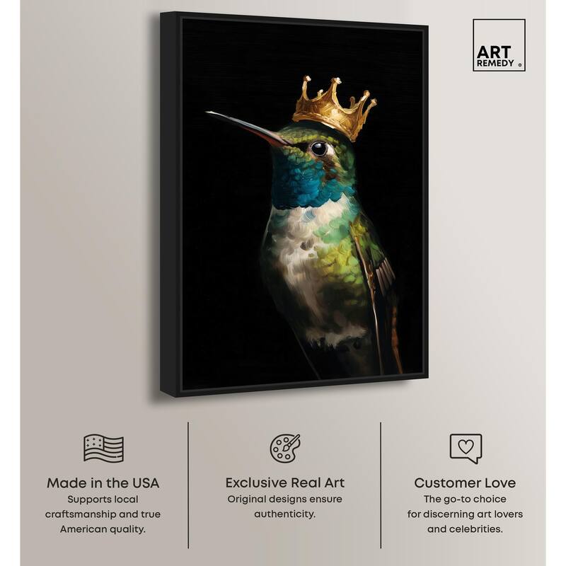 Crowned Azure Bird I Canvas by Art Remedy