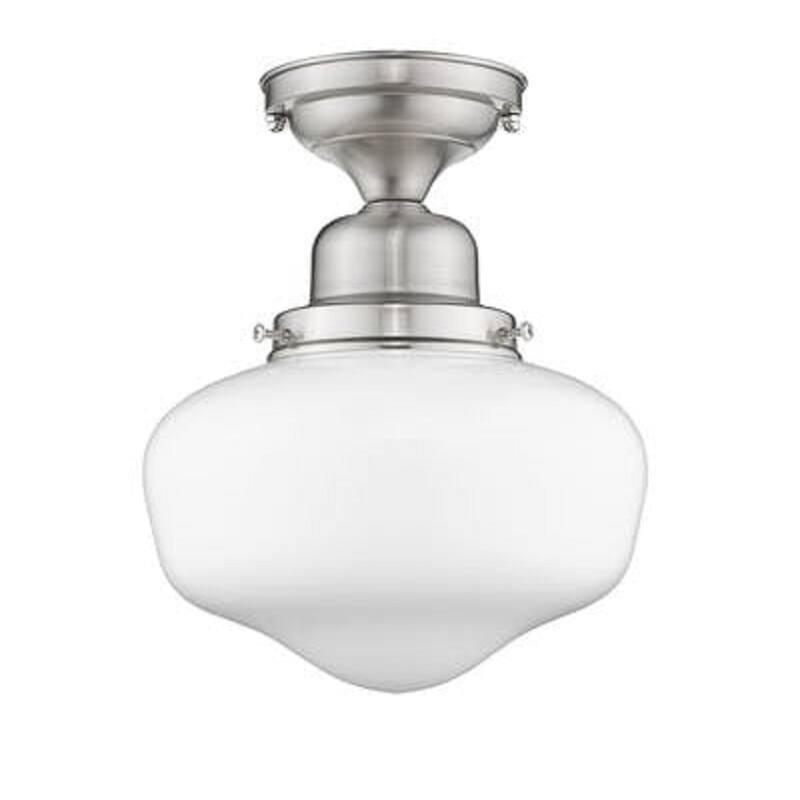Flushmount 1 Light Farmhouse 10.25" High Ceiling light in Satin Nickel