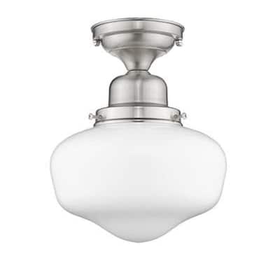 Flushmount 1 Light Farmhouse 10.25" High Ceiling light in Satin Nickel