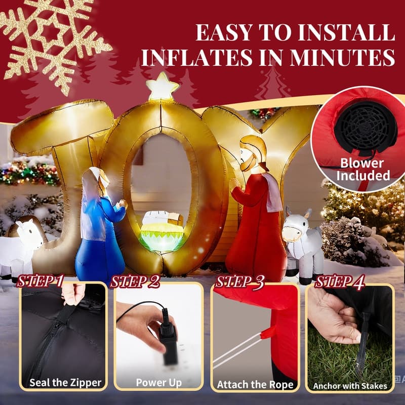 7.5FT Lighted Christmas Inflatable Nativity Scene with JOY Sign