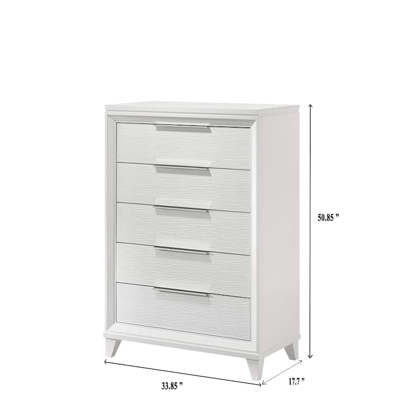 Denissa 6 Piece White Upholstered LED Panel Bedroom Set