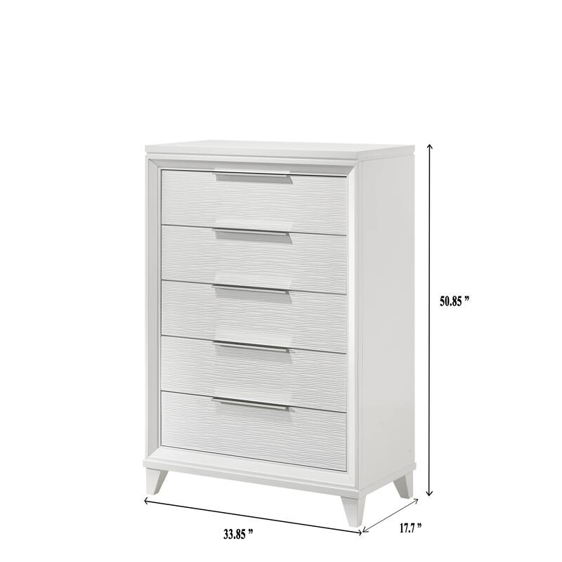Etti White LED Upholstered Panel Bed