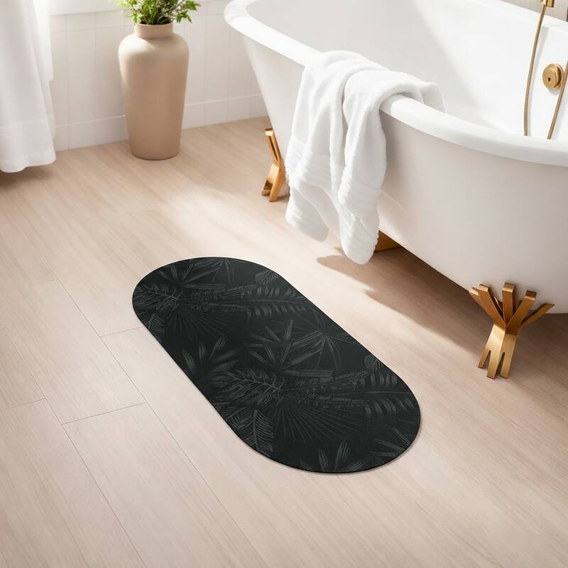 Decorative Runner Bath Mat 40x18 Ultra Absorbent Quick Dry Rug - Tropical Night