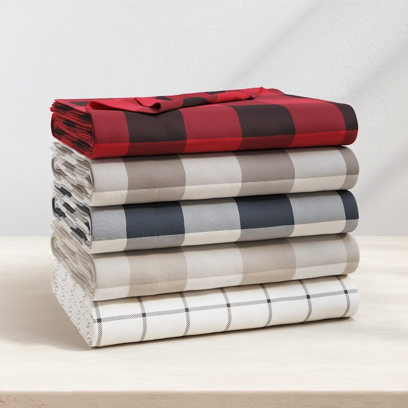 Linery & Co. Turkish Cotton Double-Brushed Printed Flannel Bed Sheet Set