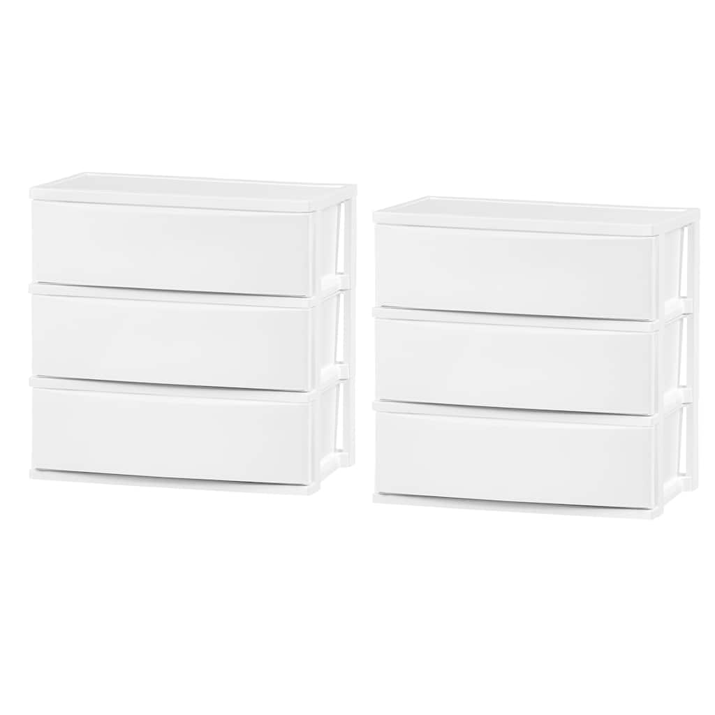 IRIS USA® Nesting Stacking Wide Chest 29.5 Qt - White - Set of 2