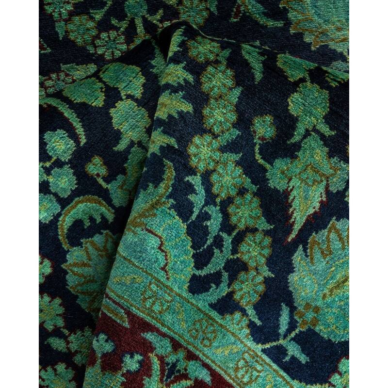 Overton Hand Knotted Wool Vintage Inspired Modern Contemporary Overdyed Black Area Rug - 3' 1" x 5' 5"