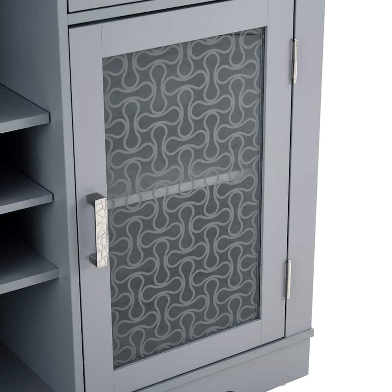 56.46"W Sideboard with 2 Drawers and Elegant Glass Door Cabinets