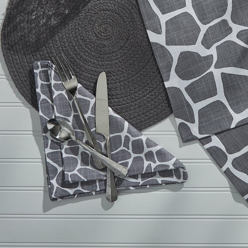 Split P Gray Giraffe Printed Napkin Set of 4 - 20" X 20"