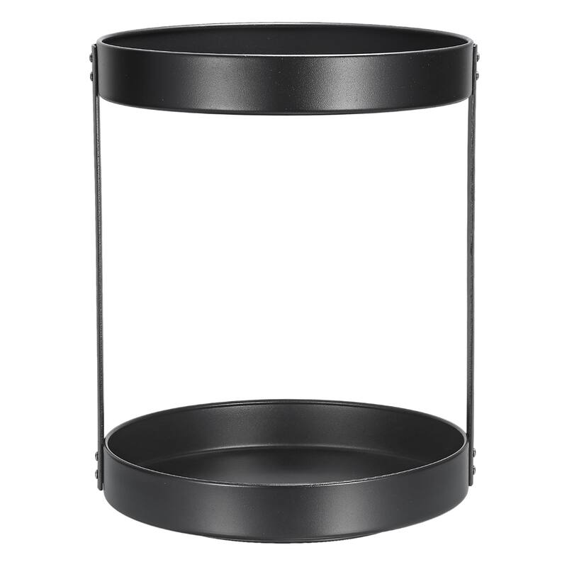 2 Tier Lazy Susan Turntable, 12inch Metal Spice Rack Organizer for Countertop - Black