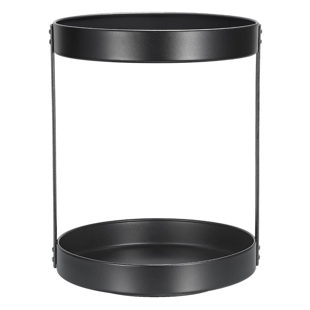 2 Tier Lazy Susan Turntable, 12inch Metal Spice Rack Organizer for Countertop - Black